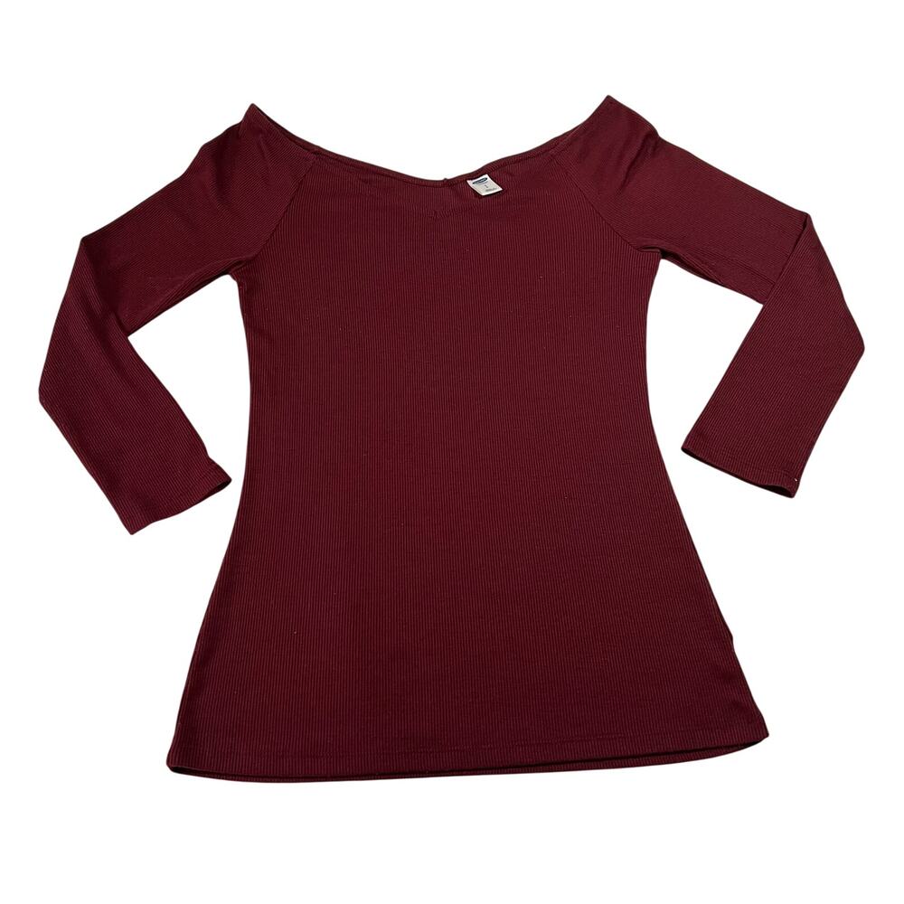 Old Navy Deep V Shirt Ribbed Knit Top Size S Casual Holidays Classic Essentials